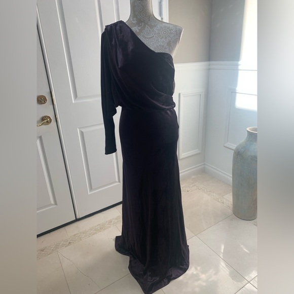 Zimmermann Illustration one-sleeve draped Purple velvet maxi dress Gown Size 1 - Picture 7 of 15